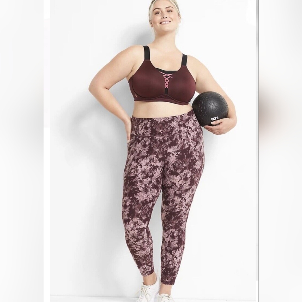 Lane Bryant LIVI Active Wicking 7/8 Legging Wine Size 22/24